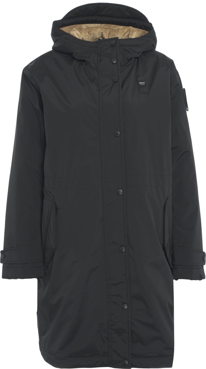 Blauer Parka with hood Zwart