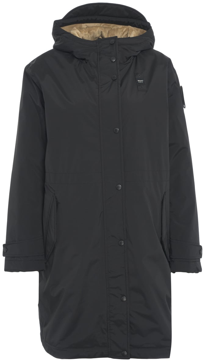Blauer Parka con cappuccio Zwart