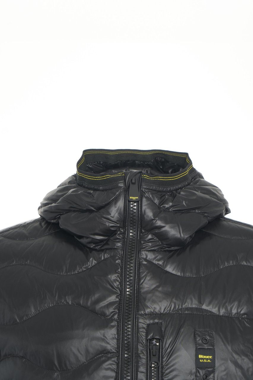 Blauer Hooded quilted jacket Zwart