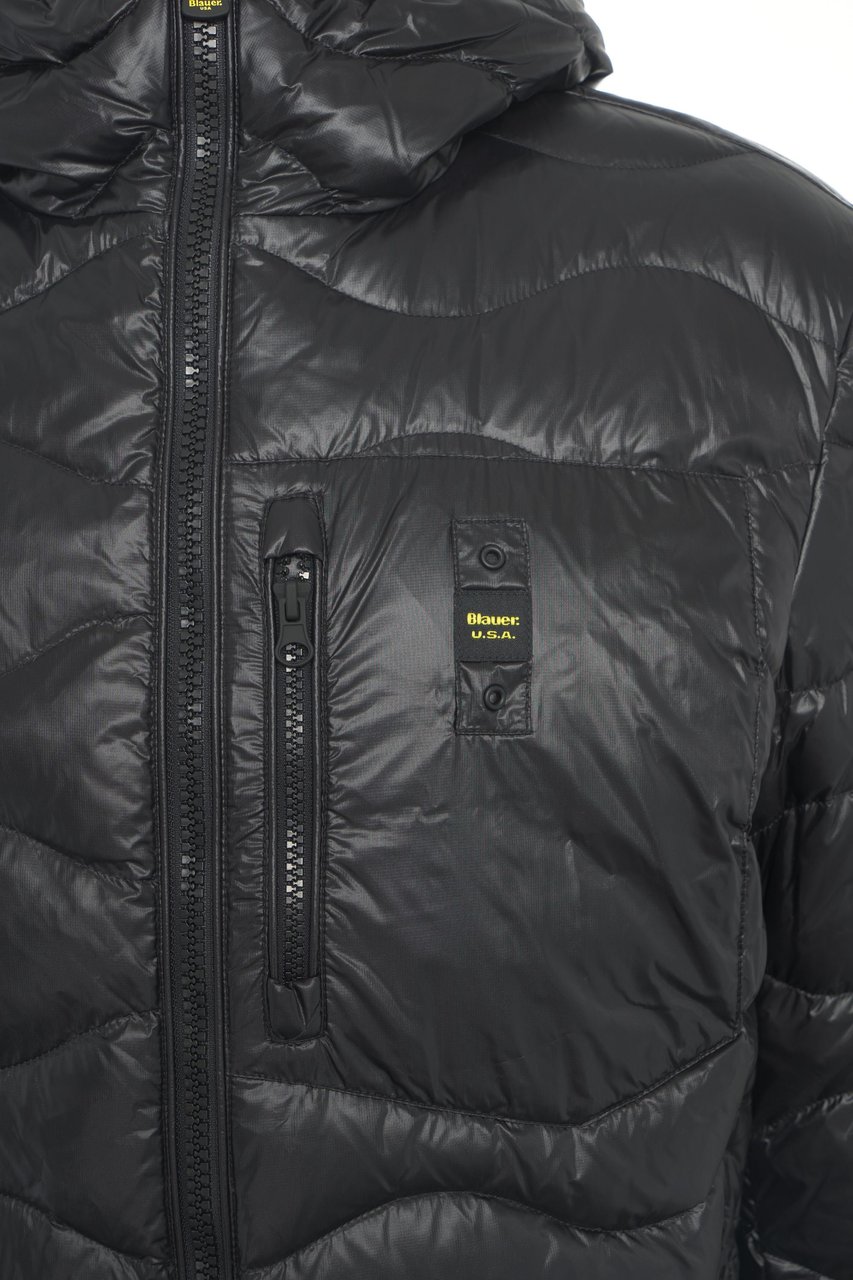 Blauer Hooded quilted jacket Zwart
