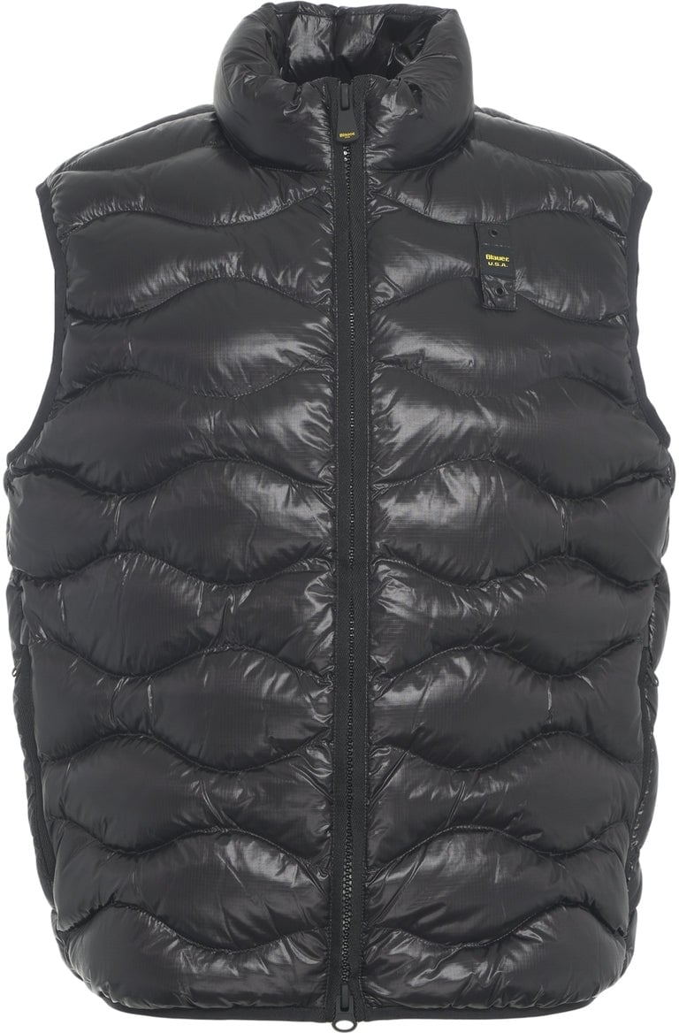 Blauer Quilted gilet Zwart