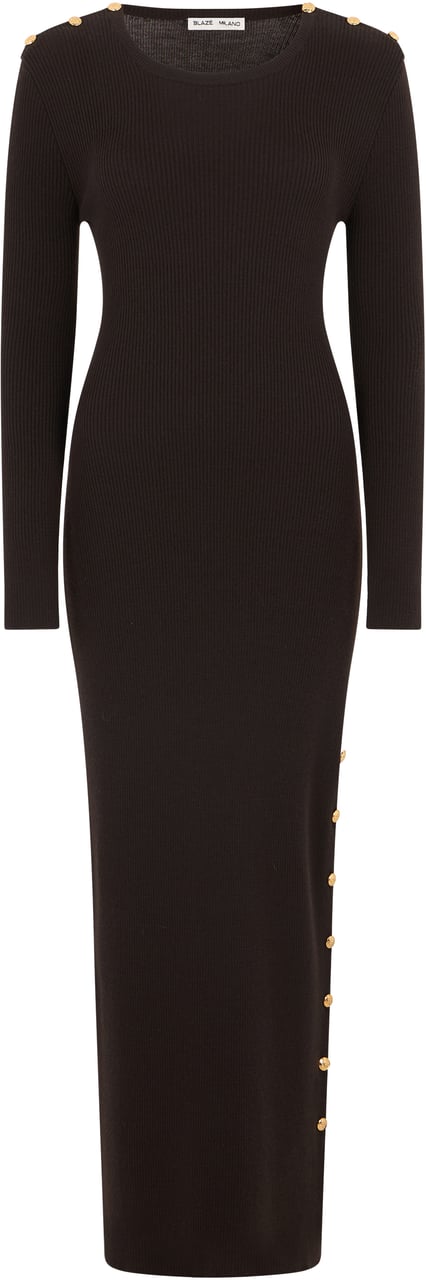 Blazé Milano Long ribbed dress Bruin