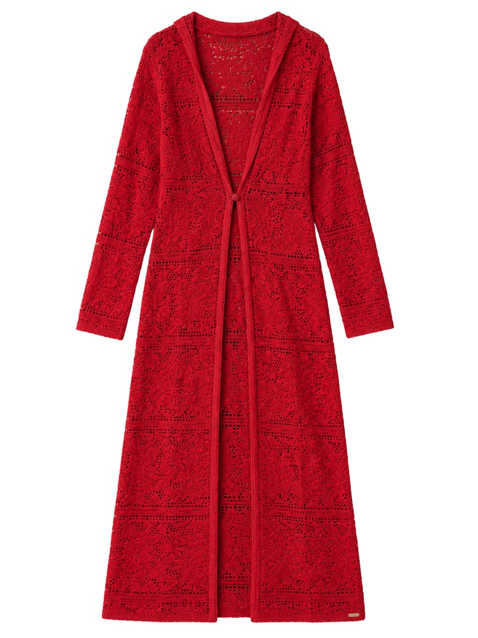 Blugirl Open-Knit Long V-Neck Cardigan Rood