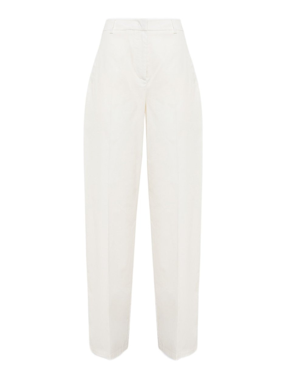 Blugirl White Straight-Leg Trousers With Pressed Crease And Functional Pockets Wit