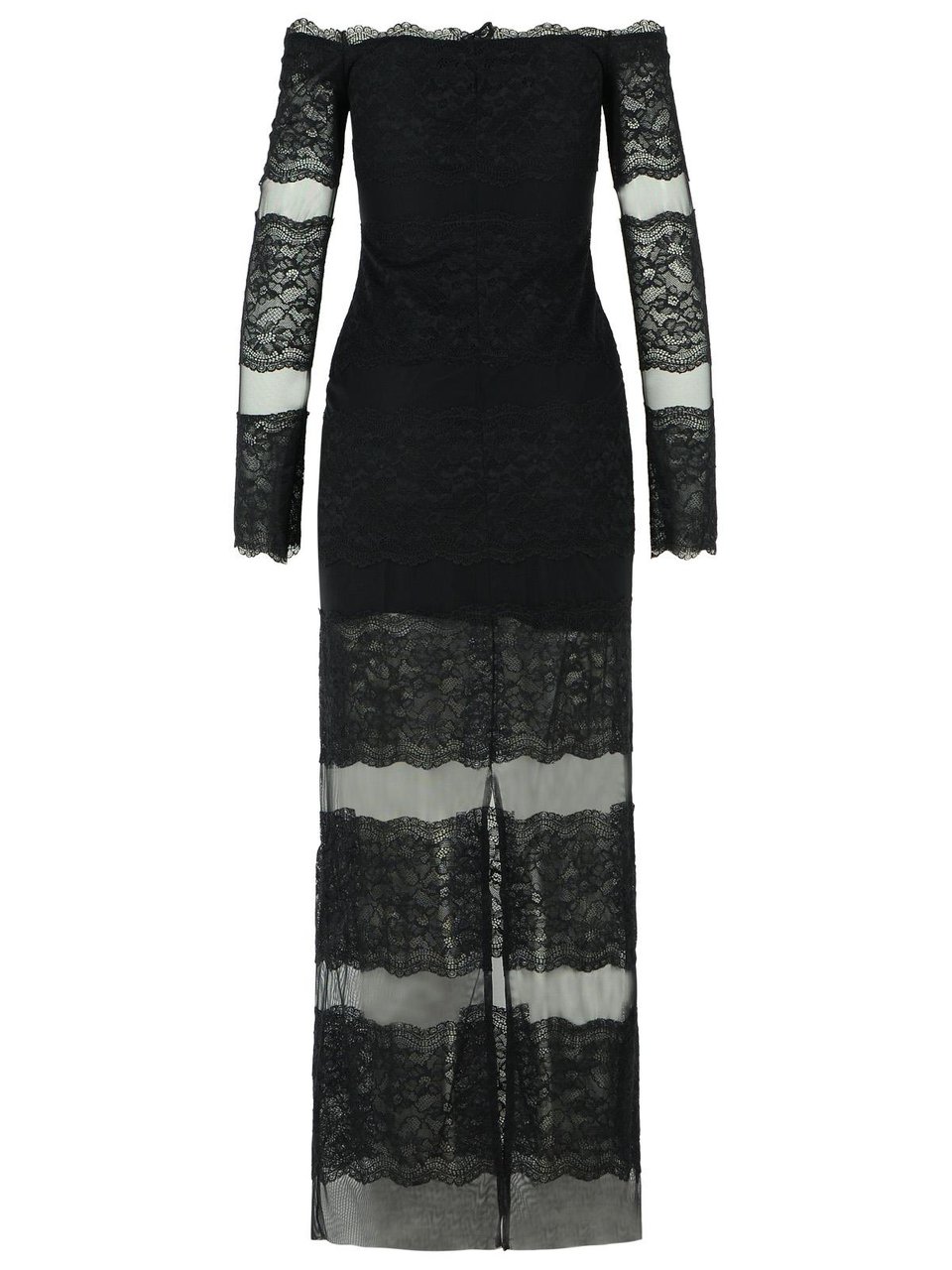 Blumarine Long Dress In Black Stretch Nylon Zwart