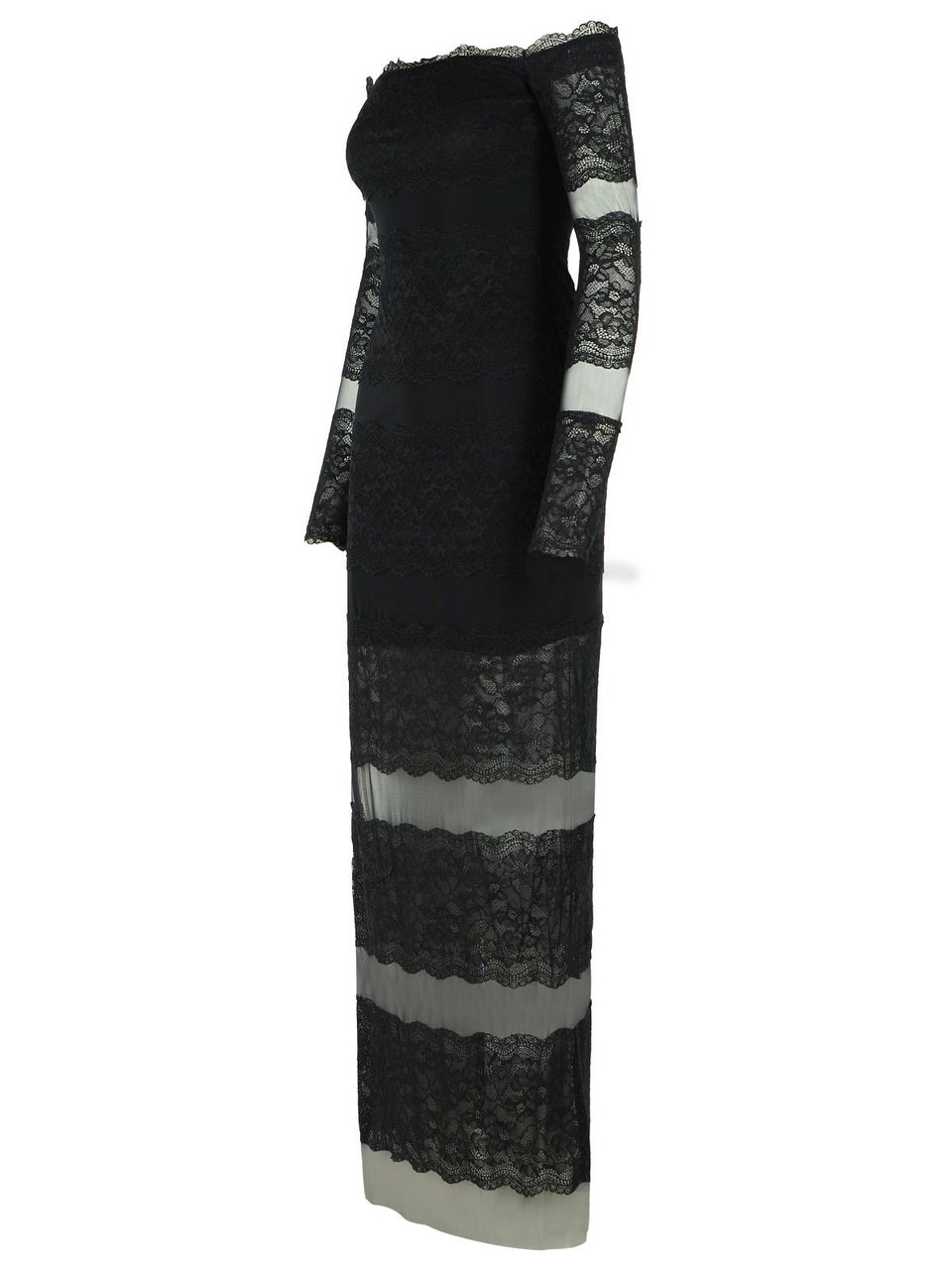 Blumarine Long Dress In Black Stretch Nylon Zwart