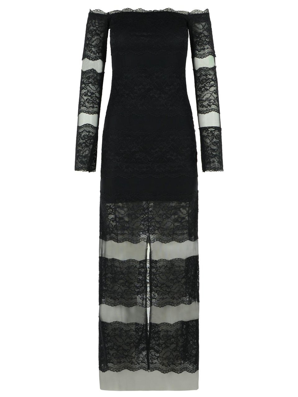 Blumarine Long Dress In Black Stretch Nylon Zwart