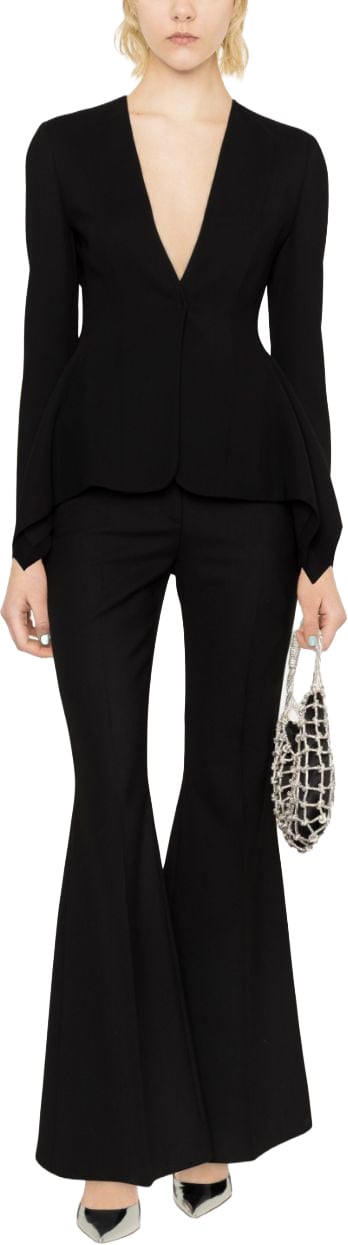Blumarine Single-Breasted Peplum Viscose Jacket Zwart