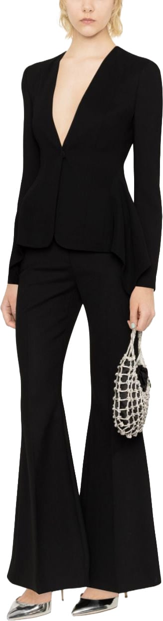 Blumarine Single-Breasted Peplum Viscose Jacket Zwart