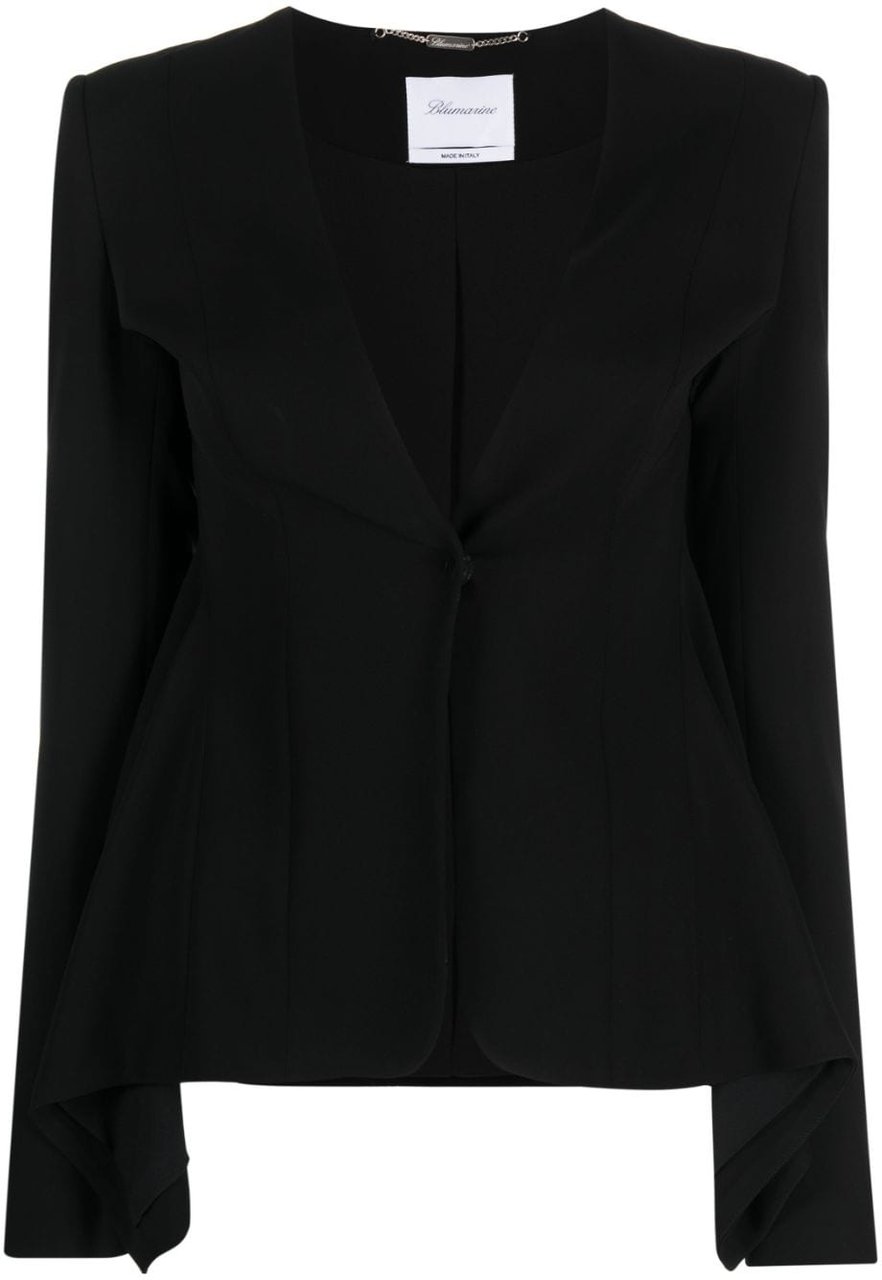 Blumarine Single-Breasted Peplum Viscose Jacket Zwart