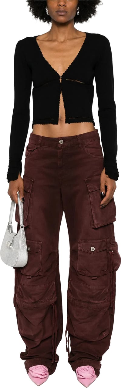 Blumarine Fitted Cropped Scalloped Edge Cardigan Zwart