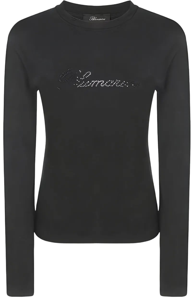 Blumarine t-shirt m/l ric. logo black Zwart