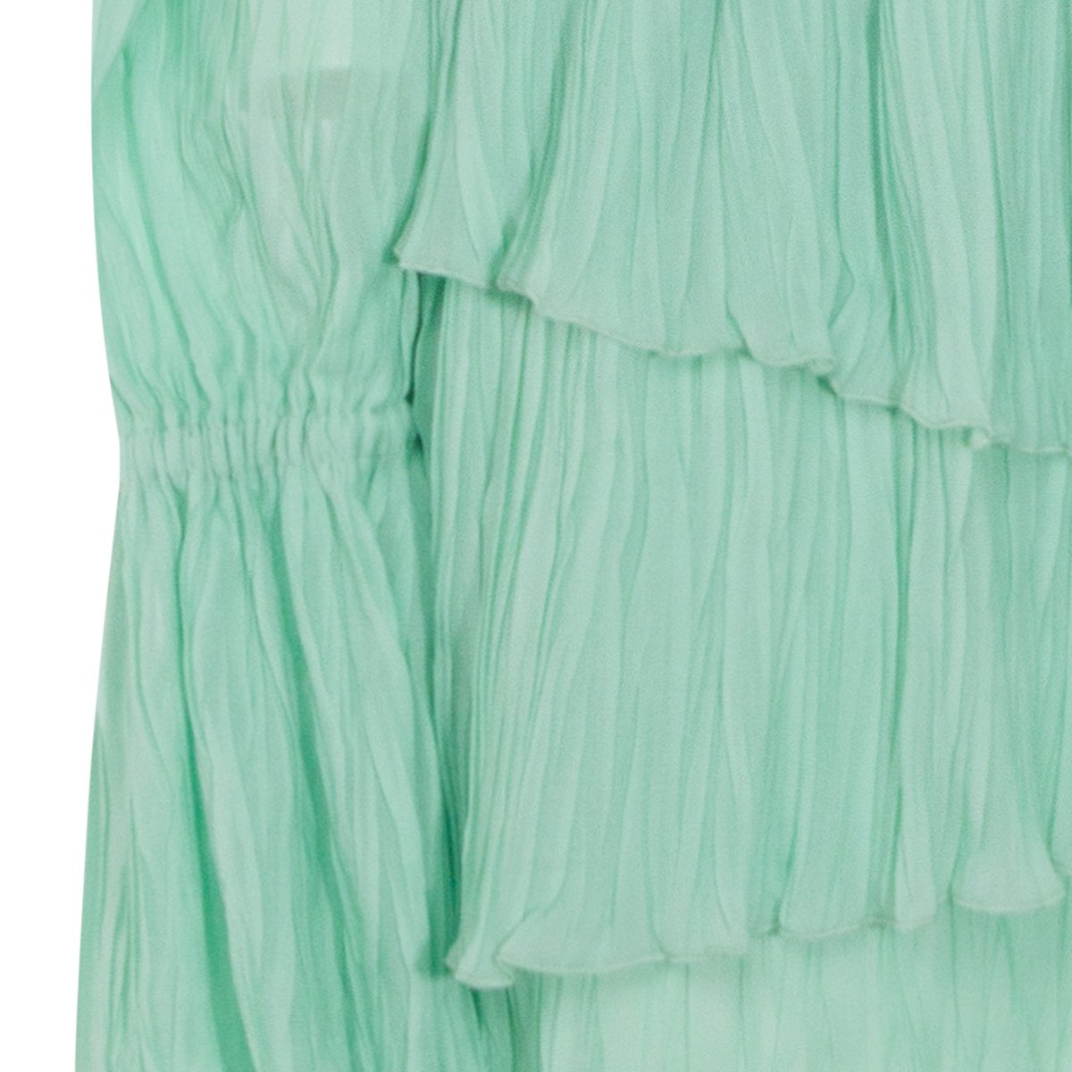 Blumarine Pleated V-Neck Mini Dress with Lace Trim Blauw