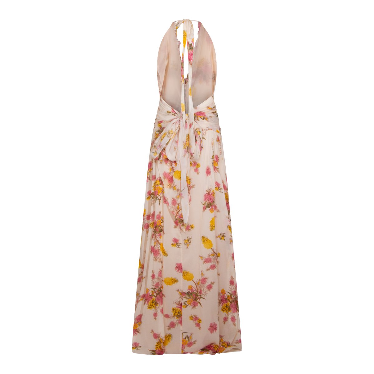 Blumarine Multicolor Draped Maxi Dress with Open Back Neutraal
