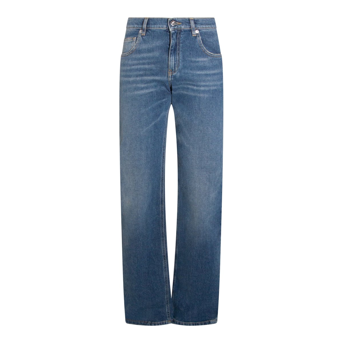 Blumarine Straight-Leg Jeans with Embroidered Logo Detail Blauw
