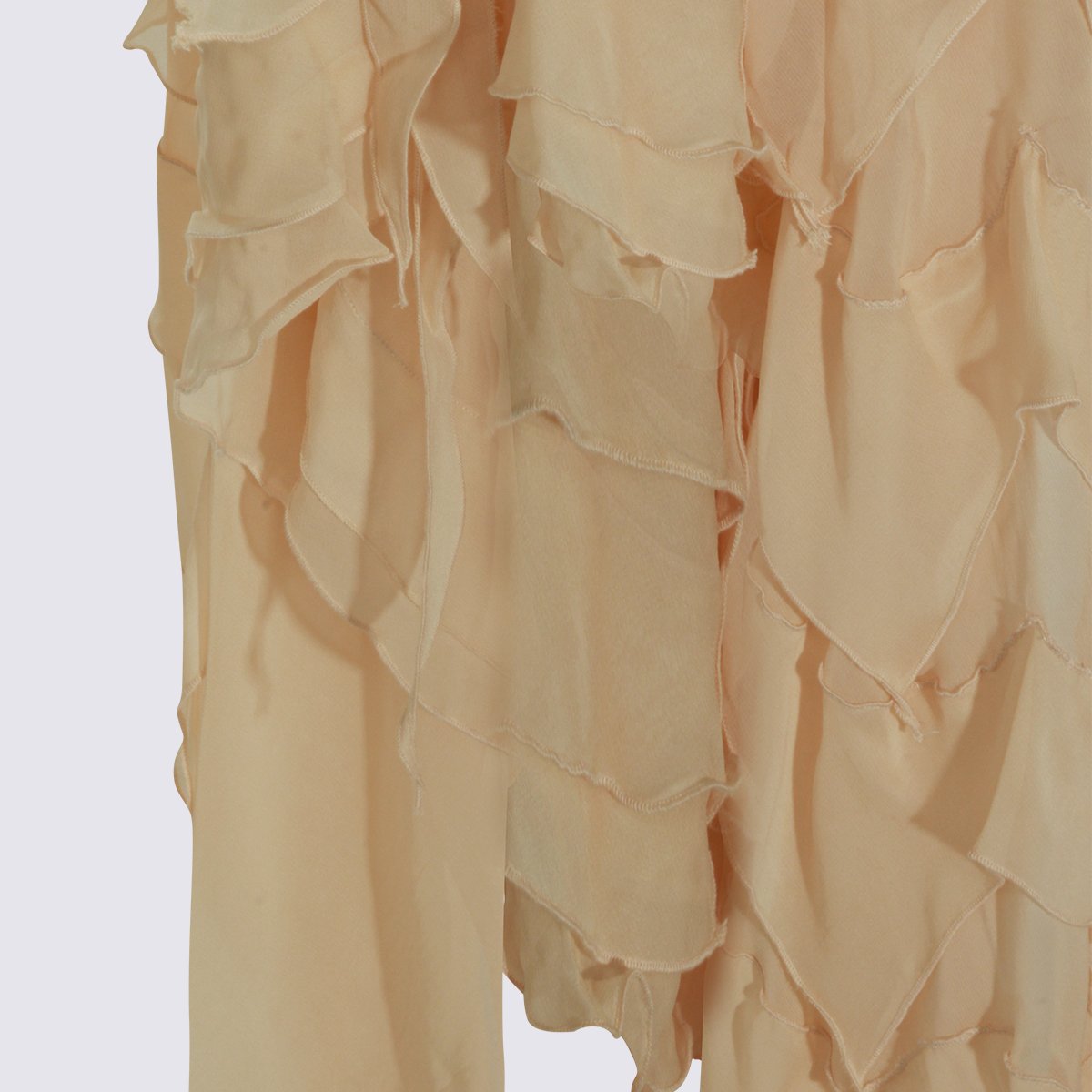 Blumarine Sleeveless Maxi Dress With Cascading Ruffle Skirt Neutraal