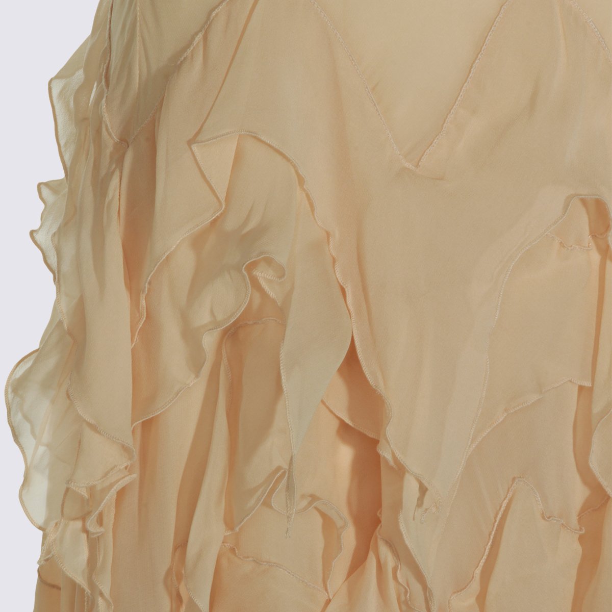 Blumarine Sleeveless Maxi Dress With Cascading Ruffle Skirt Neutraal