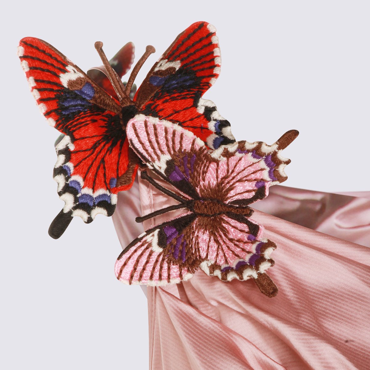 Blumarine Floor-Length One-Shoulder Evening Dress with Butterfly Embellishments Roze