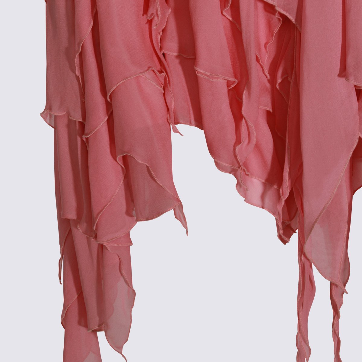 Blumarine Layered Sheer Top with High Neckline Maroon