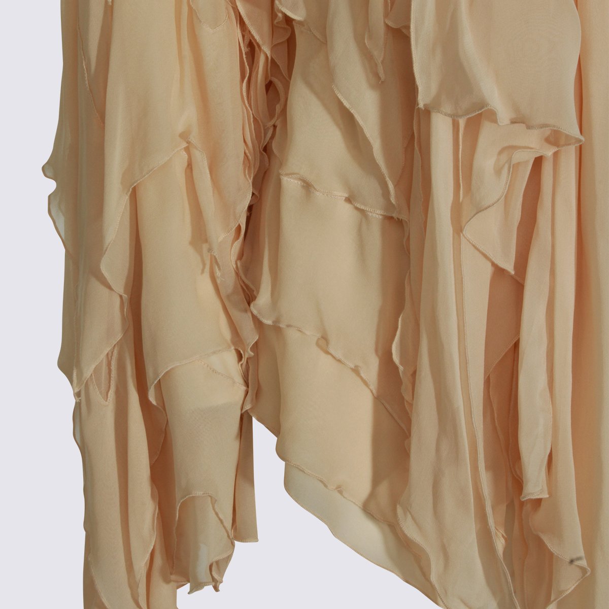 Blumarine Asymmetrical Ruffle Top with High Neckline Neutraal