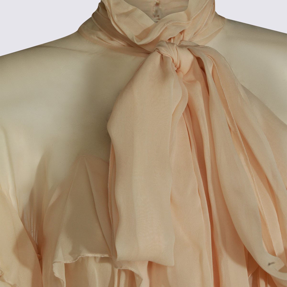 Blumarine Asymmetrical Ruffle Top with High Neckline Neutraal