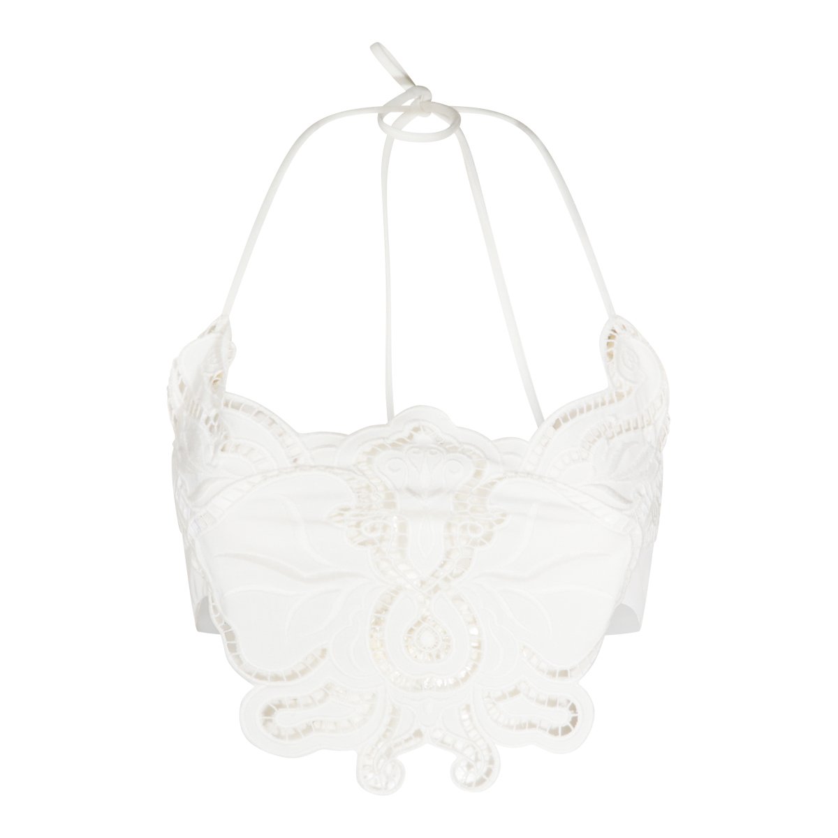 Blumarine White Lace Cropped Top Wit