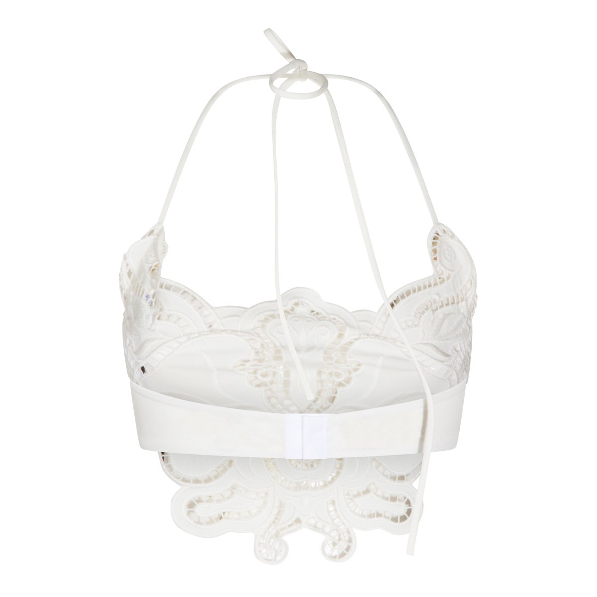 Blumarine White Lace Cropped Top Wit