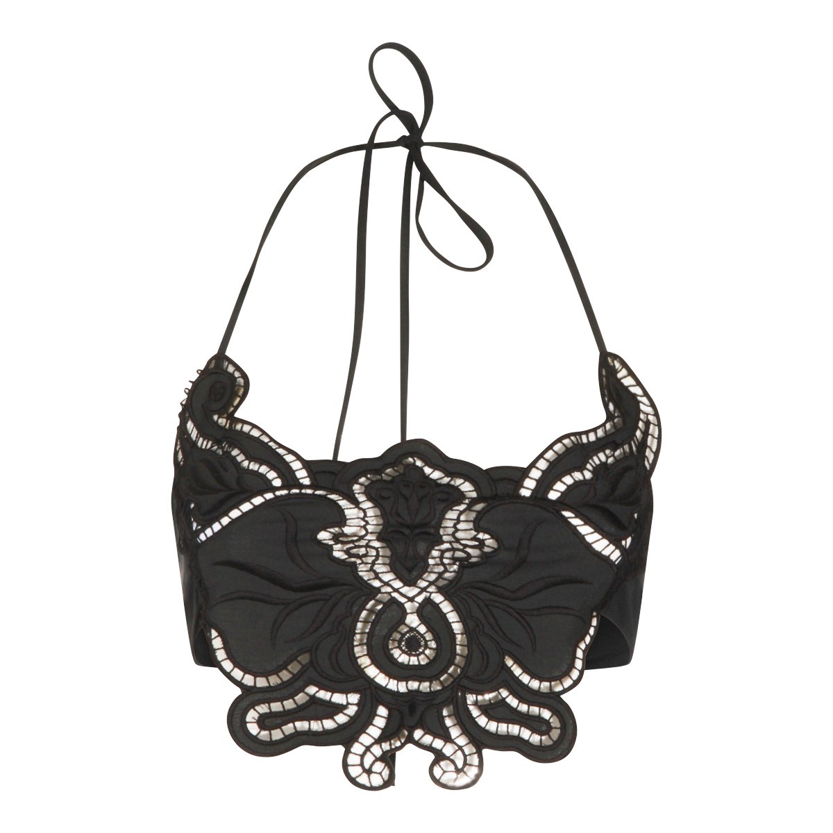 Blumarine Black Lace Cropped Top Zwart