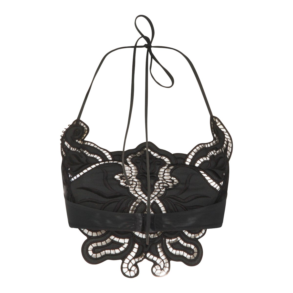 Blumarine Black Lace Cropped Top Zwart