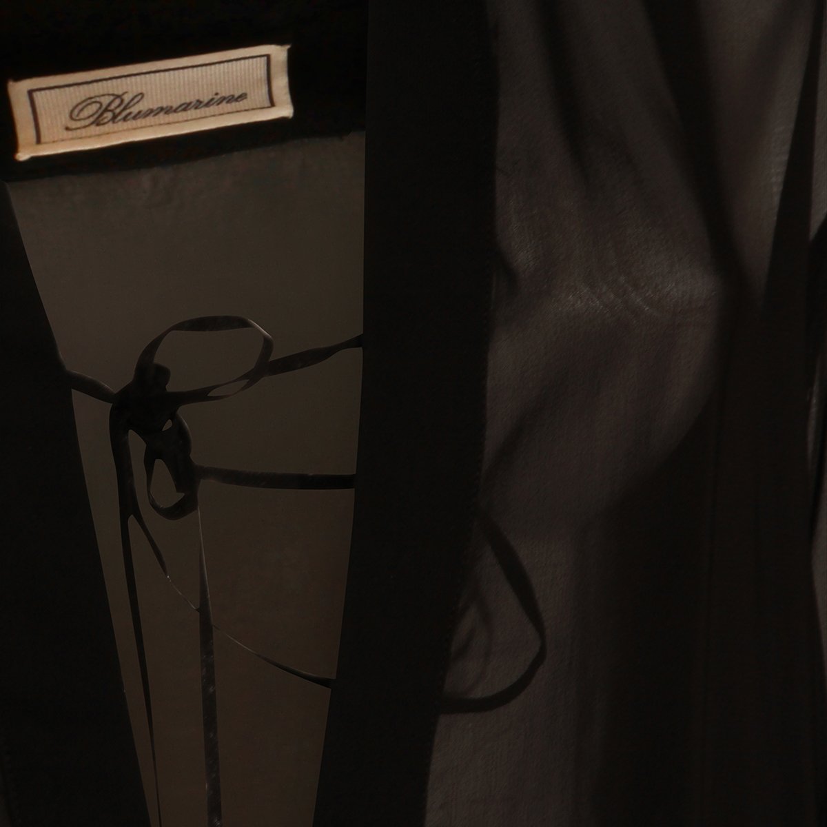 Blumarine Flowing Black Sheer Top with Ruffled Detail Zwart