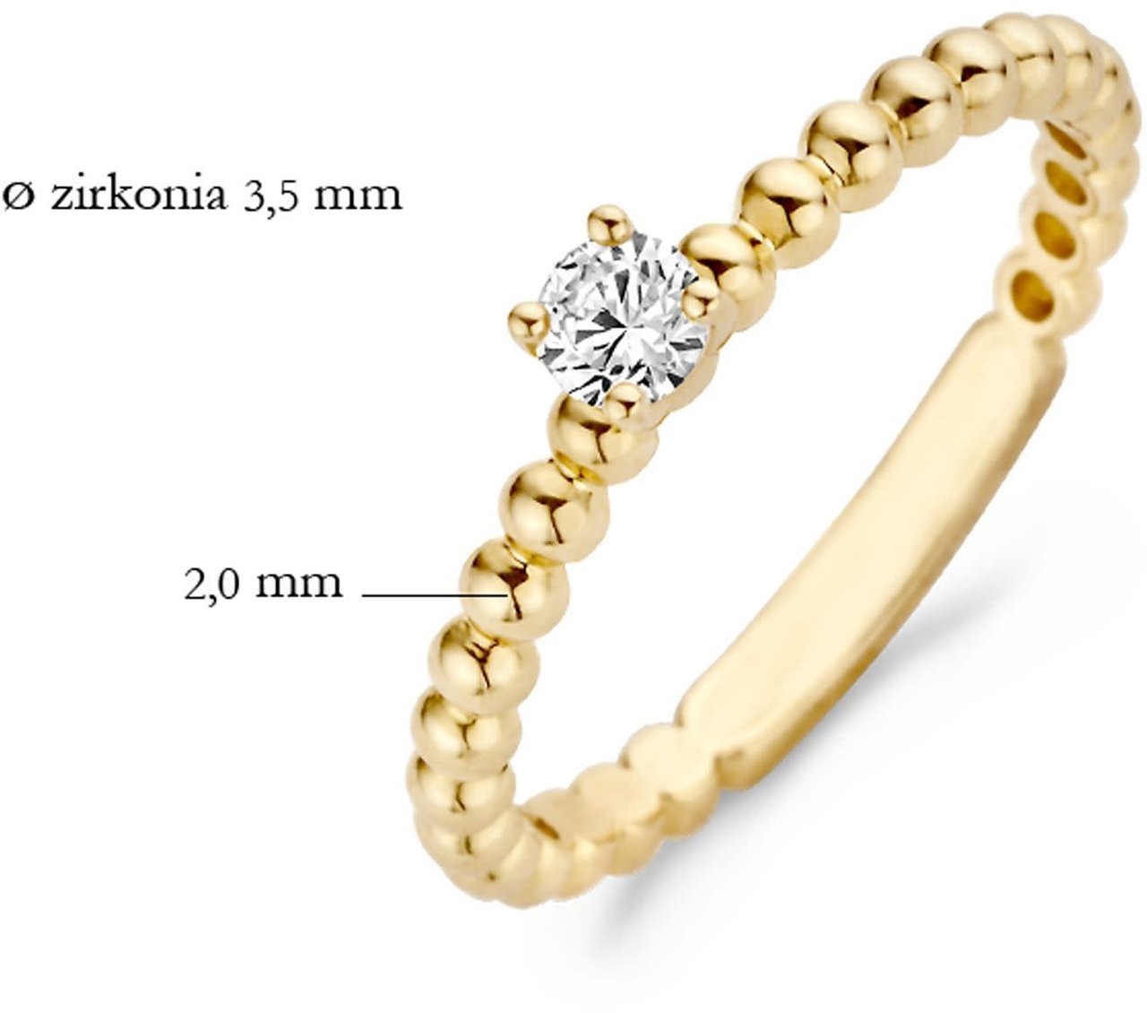 Blush Blush Solitair Ring 1111YZI/54 14k Geelgoud met Bolletje gezet met Briljant geslepen Zirkonia Maat 54 Divers