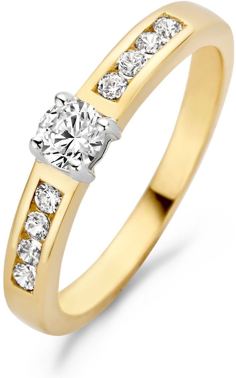 Blush Blush Ring 1125BZI/54 14k Geelgoud gezet met Briljant geslepen Zirkonia Maat 54 Divers