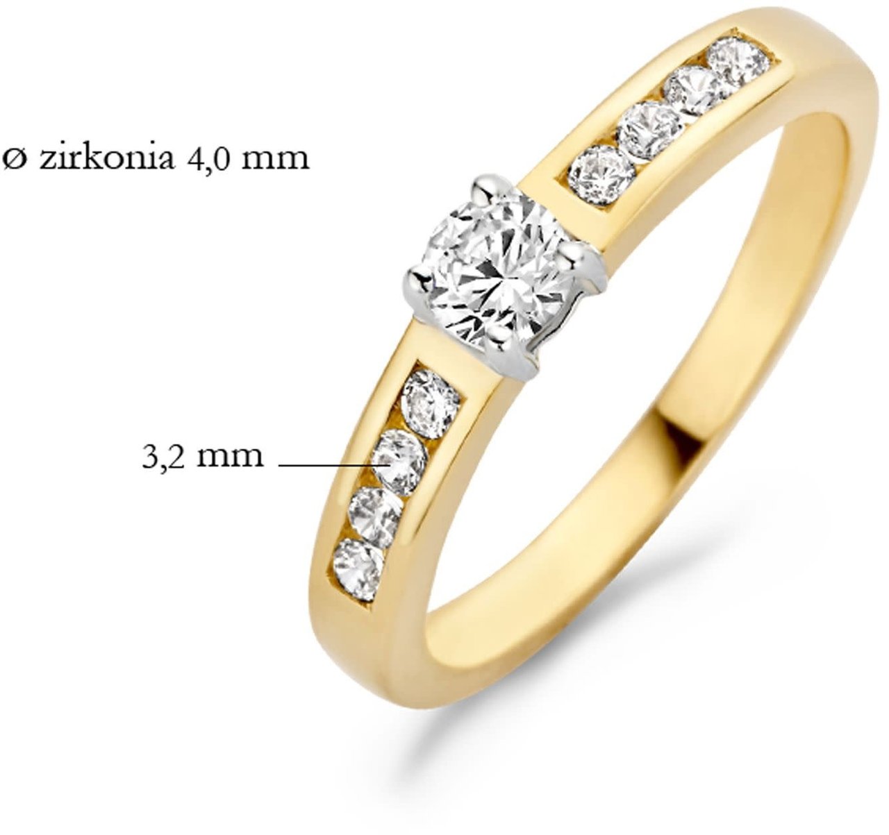 Blush Blush Ring 1125BZI/54 14k Geelgoud gezet met Briljant geslepen Zirkonia Maat 54 Divers