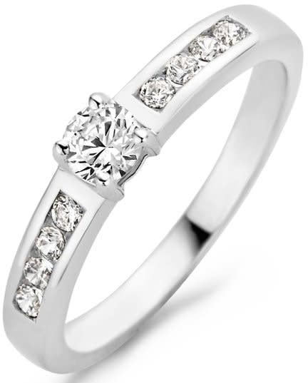 Blush 1125WZI/54 Ring 14 krt witgoud met zirkonia maat 54 Divers