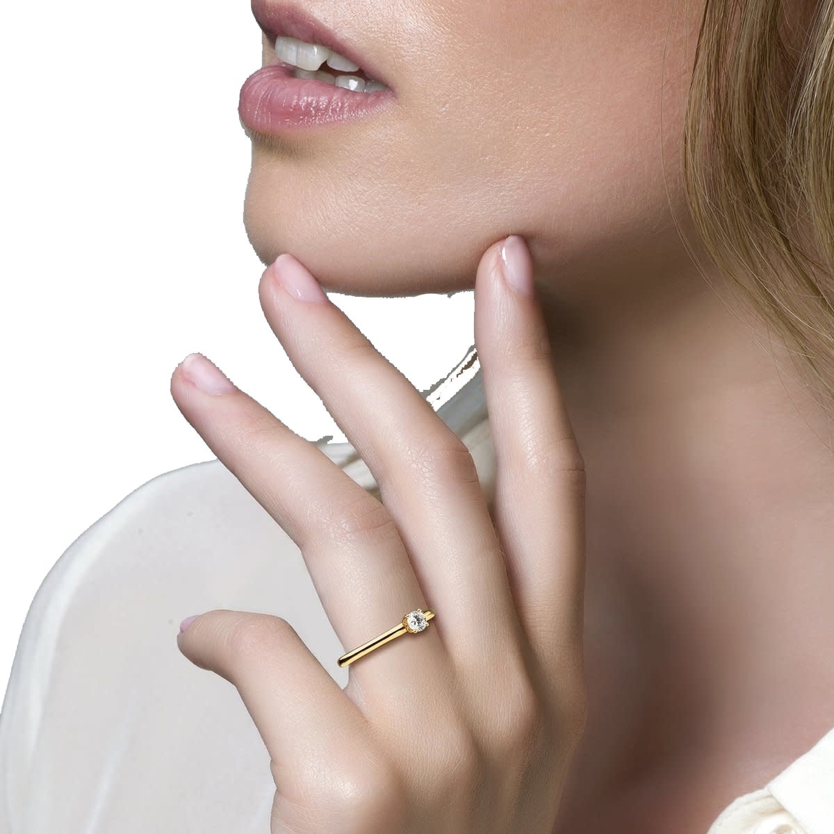 Blush 1132YZI/54 Ring 14 krt geelgoud met zirkonia maat 54 Goud