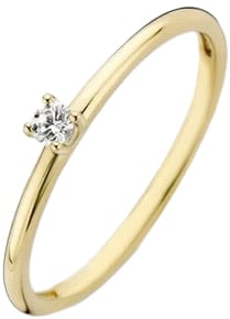 Blush Blush Solitair Ring 1200YZI/52 14k Geelgoud met Briljant geslepen Zirkonia Maat 52 Divers
