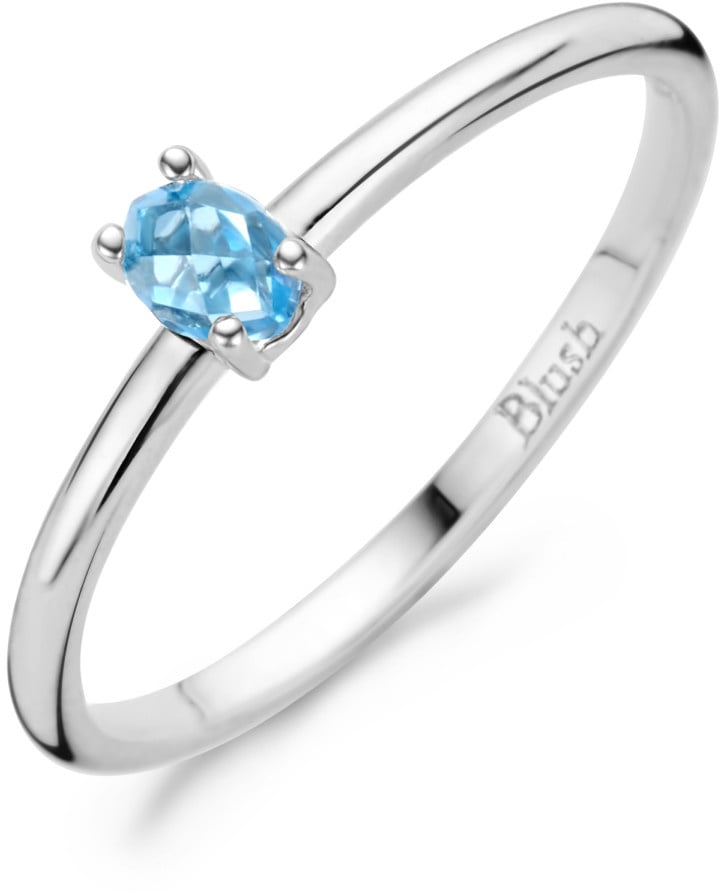Blush Blush Ring 1204WBT/52 14kr Witgoud gezet met Blauw Topaas Maat 52 Zilver