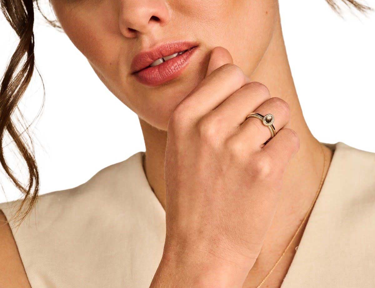 Blush Ring 1239YBQ/54 14k Geelgoud met Quartz Maat 54 Goud