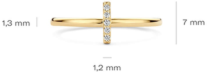 Blush Blush Ring 1252YZI/54 14k Geelgoud met balkje ingezet met zirkonia's Maat 54 Goud