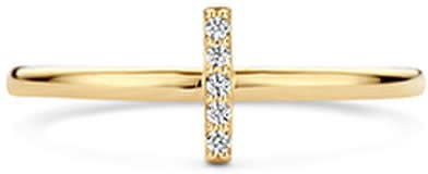 Blush Blush Ring 1252YZI/54 14k Geelgoud met balkje ingezet met zirkonia's Maat 54 Goud