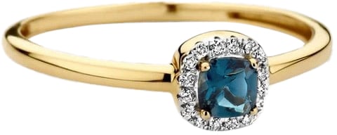 Blush Blush Ring 1636YDL/54 14k Geelgoud 0,05crt G SI Diamant en Blauwe Topaz Maat 54 Divers