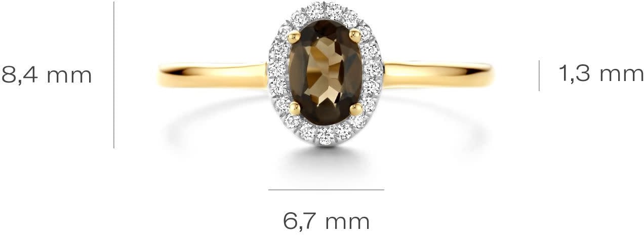 Blush Blush Ring 1661YDS/54 14k Geelgoud met 0.07crt Briljant geslepen Diamant en Smokey Quartz Maat 54 Goud