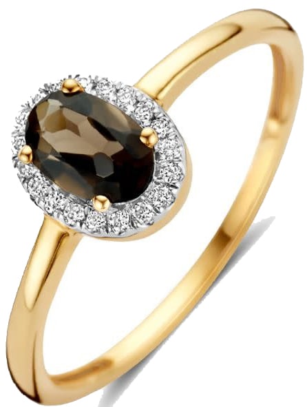 Blush Blush Ring 1661YDS/54 14k Geelgoud met 0.07crt Briljant geslepen Diamant en Smokey Quartz Maat 54 Goud