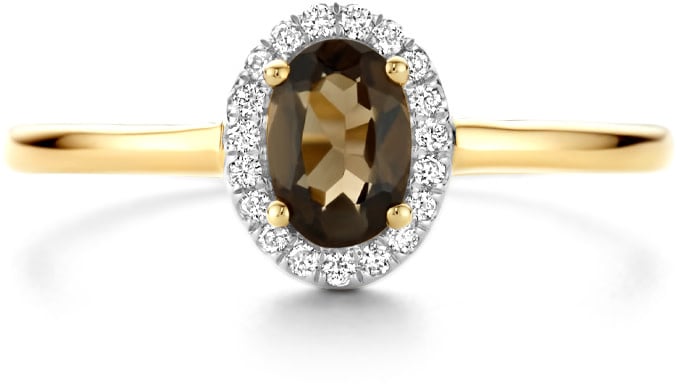 Blush Blush Ring 1661YDS/54 14k Geelgoud met 0.07crt Briljant geslepen Diamant en Smokey Quartz Maat 54 Goud