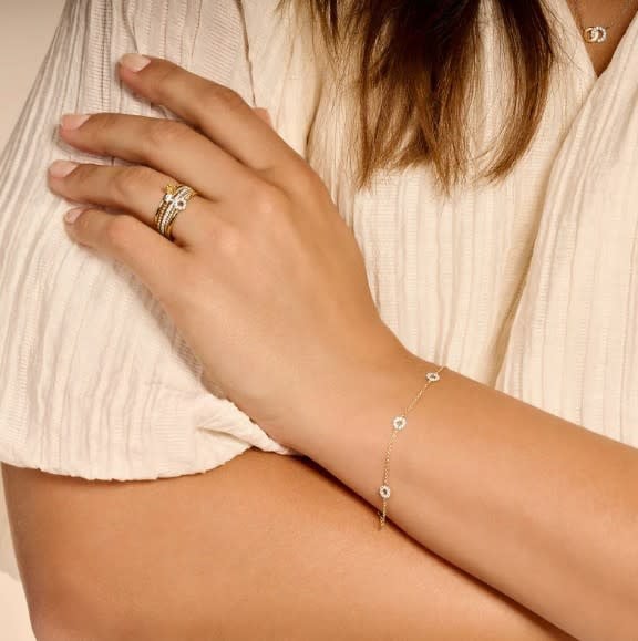 Blush Armband 2200YZI 14k Geelgoud met cirkels vol met gezette zirkonia's lengte 18 cm Goud