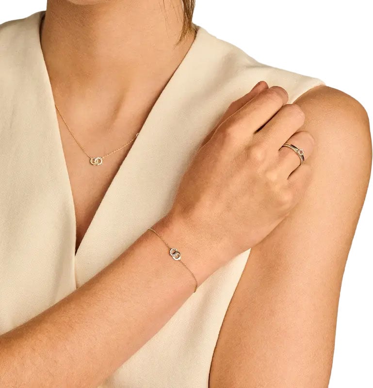 Blush Armband 2223YZI 14k Geelgoud met 2x Cirkels met Briljant geslepen Zirkonia 18cm Goud