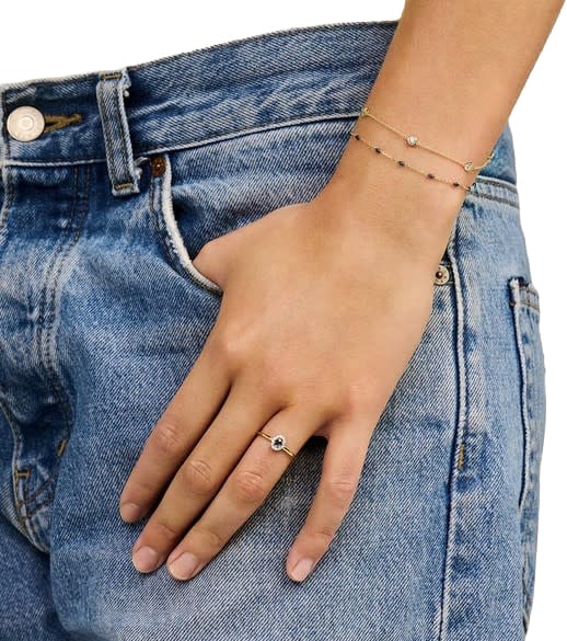 Blush Armband 2226YRB 14K Geelgoud met Blauw Resin 16,5 - 18,5cm Goud