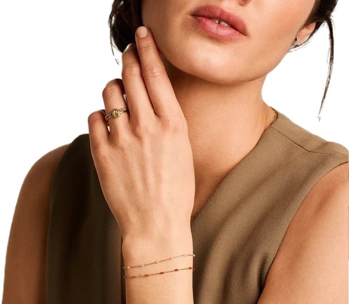 Blush Blush Armband 2226YRC 14k Geelgoud met Oranje Resin 16.5 - 18.5cm Goud