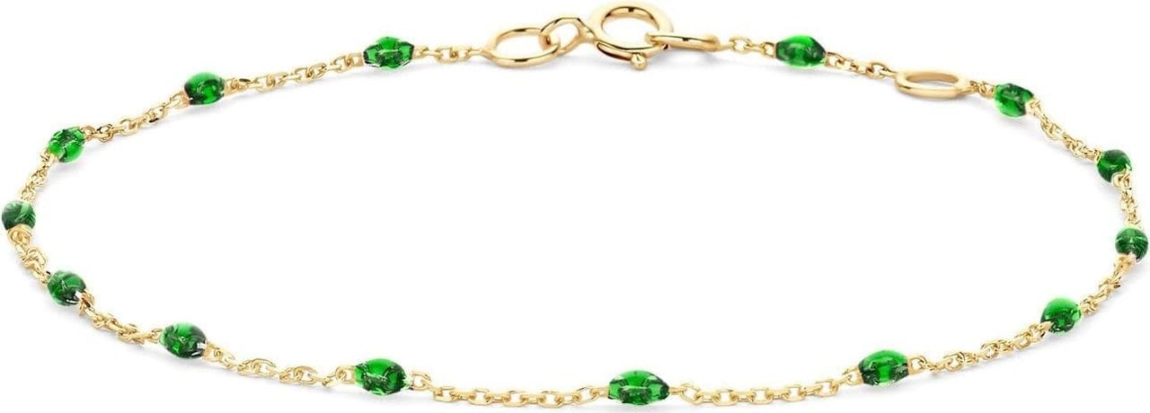 Blush Blush Armband 2226YRG 14K Geelgoud met Groene Resin 16,5 - 18,5cm Goud