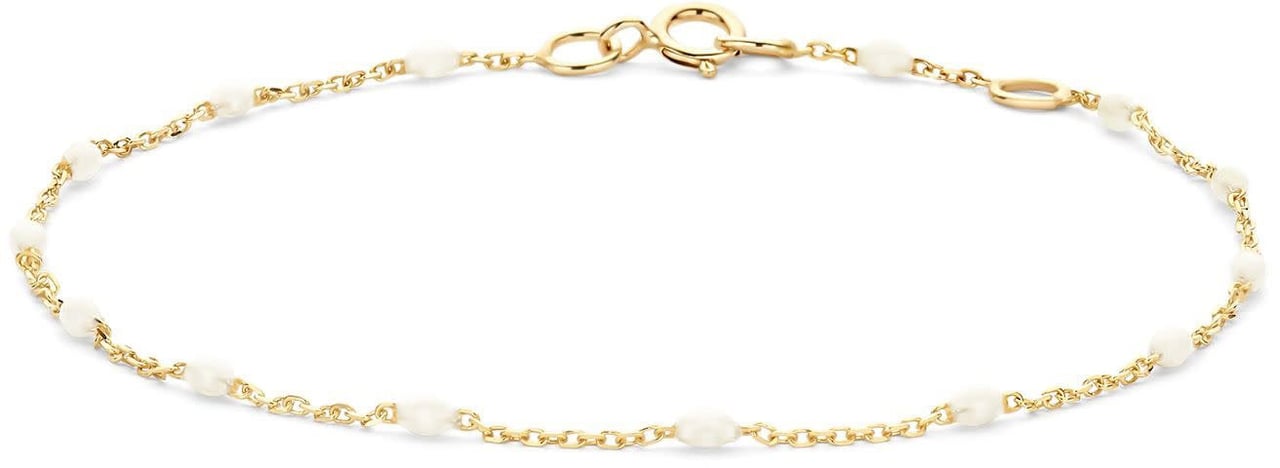 Blush Blush Armband 2226YRM 14k geelgoud met Witte Bolletjes 16.5 - 18.5cm Divers